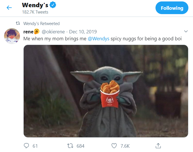 Wendys Baby Yoda Retweet 1, BestCybernetics